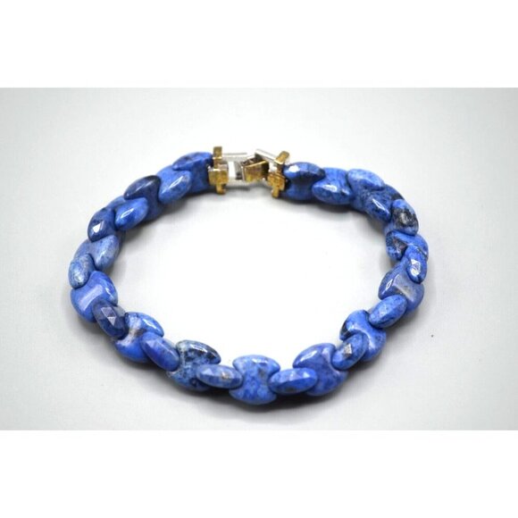 Gems En Vogue Dumortierite Interchange Bracelet Blue Stone Sterling Gold Plating - Picture 1 of 8